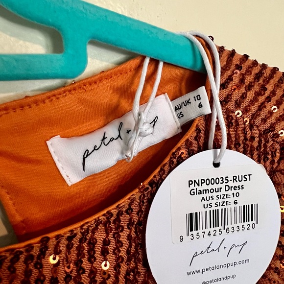 Petal and Pup glitz Sequin Longsleeve Mini Dress in rust NWT - Picture 4 of 6